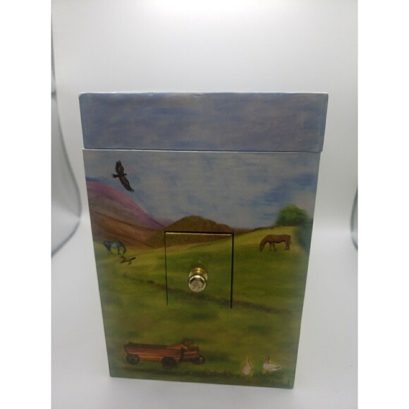 Enchantmints Music Jewelry Box. Horse Ranch Trinket Box With Mirror. Working - Picture 3 of 11